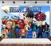 Decorações de Festa de Aniversário do Anime One Piece, Painel de Banner Feliz Aniversário para Suprimentos de Festa de Aniversário