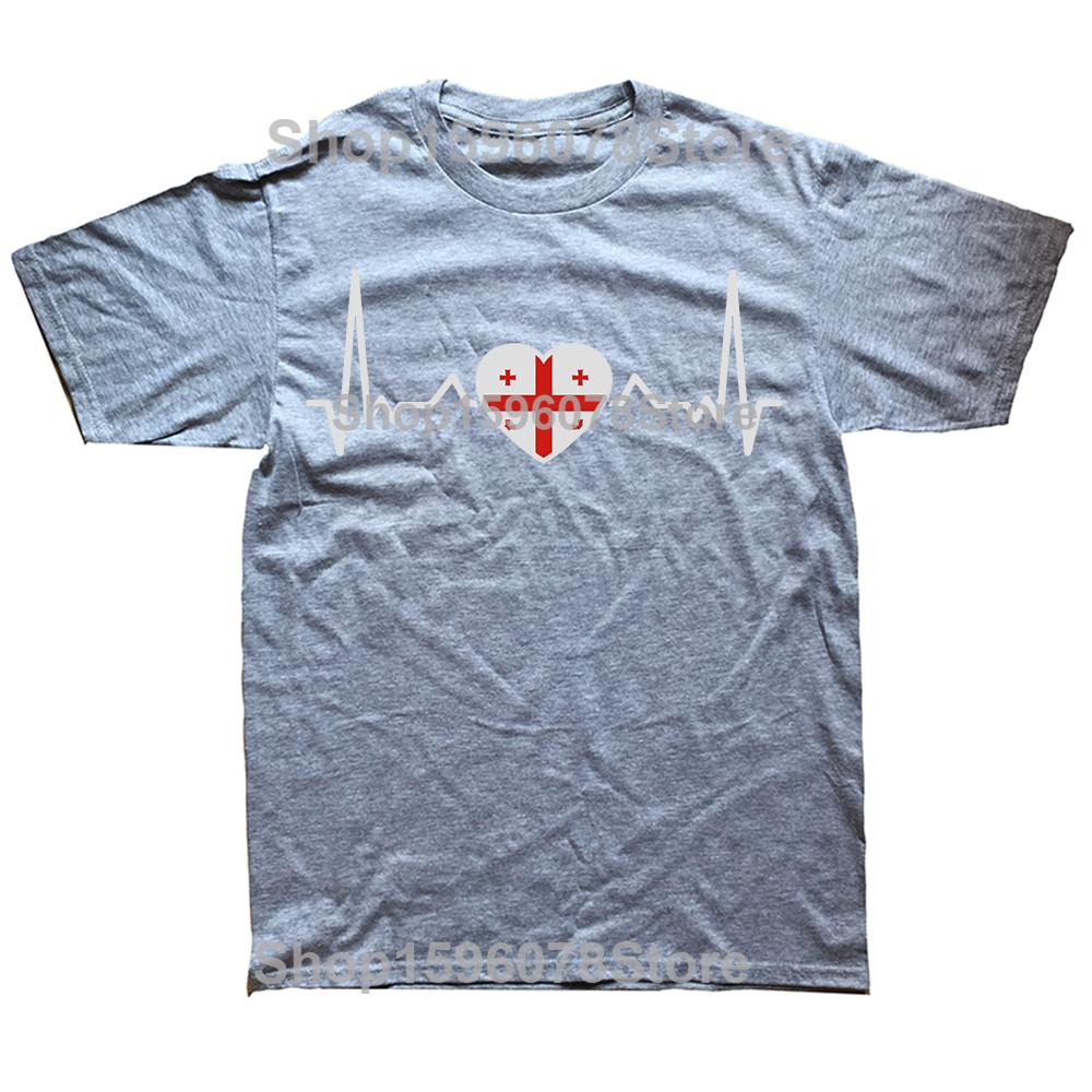 Funny Georgia Heartbeat Georgian Flag Adult TShirt Summer Men Fashion T Shirts Cotton Short Sleeve Oversized Loose Tshirt Tops