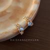 Midsummer Night Star 14K Gold-Plated Cat's Eye Texture Zirconia Silver Stud Earrings for Women