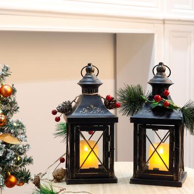 Small Metal Candle Holder Black Retro Candle Lanterns Hanging Lantern for Bedroom Living Room Garden Patio Parties Home Decor