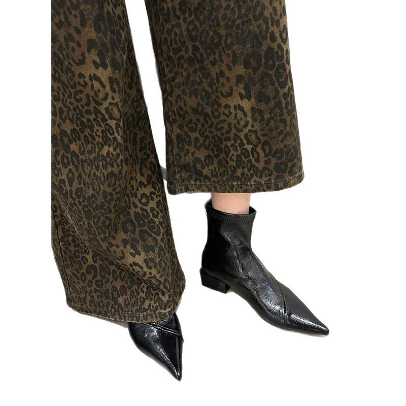 Ghete scurte cu vârf ascuțit pentru femei 2025 toamnă și iarnă ghete noi cu toc gros ghete scurte de nișă pentru femei ghete subțiri cu toc înalt ghete Martin