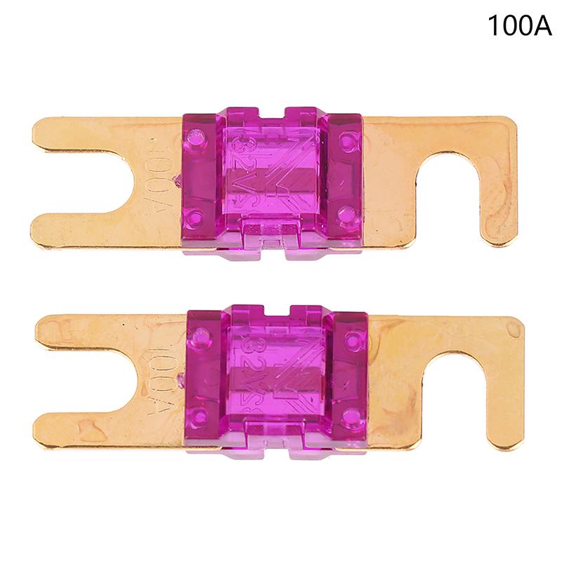 

2 шт. позолоченные автомобильные предохранители, мини-предохранитель для автомобильной аудиосистемы 20A 30A 40A 50A 60A 70A 80A 100A 120A 125A 150A 175A 200A 32V автоматический предохранитель 100A