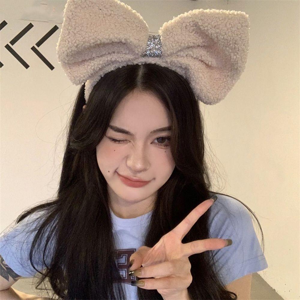 

Wide Cosplay Decorative Big Bow Hair Hoop Female Hairbands Korean Style Headwear Plush Headband