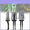 Beetlejuice 2 Cosplay Kostüm für Damen mit auffälligem schwarzem Polyester-Mischgewebe