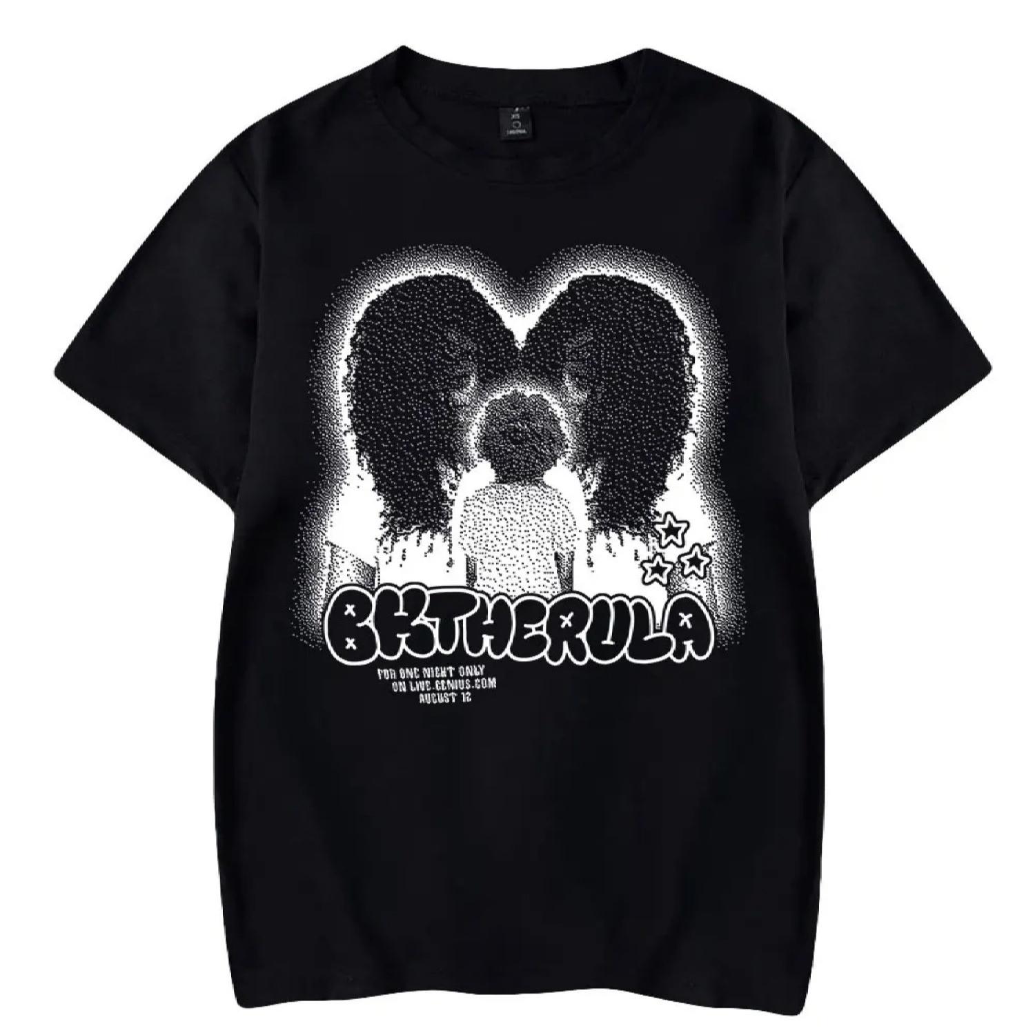 

Bktherula Tshirt Crewneck Short Sleeve T-shirts Men Women Streetwear Printing Casual Fashion Hip Hop S чёрный