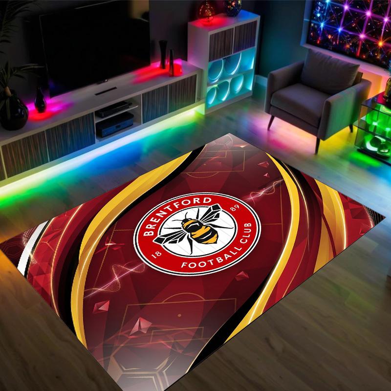 Brentford Football Design Crystal Velvet Carpet Cozy Non?Slip Printed Rug For Bedroom Living Room Entrance