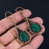 Emerald Lab-Created Gemstone Handmade Pure Copper Wire Wrapped Earrings Jewelry