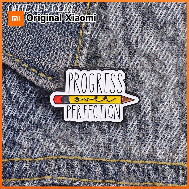 Xiaomi Creative Pencil Letter Progress Perfection Brooch Enamel Pins Teacher Encourage Quote Brooches Lapel Badge Teacher's Day Gifts