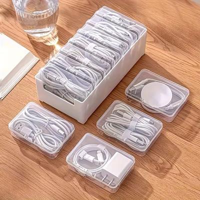 Conjunto Caixa de Armazenamento Organizador de Cabos Plástico Durável Suprimentos de Escritório Diários Diversos Cabo de Carregamento e Armazenamento para Gerenciamento de Dispositivos Móveis