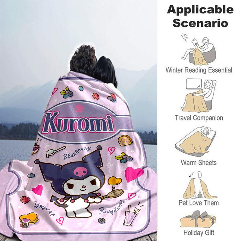 1pc Kuromi's Sweet Adventure Blanket, Soft Warm Throw Blankets, Living Room, Travel, Camping, Car Blankets, Beach, Office Naps, Suitable for All Seaso