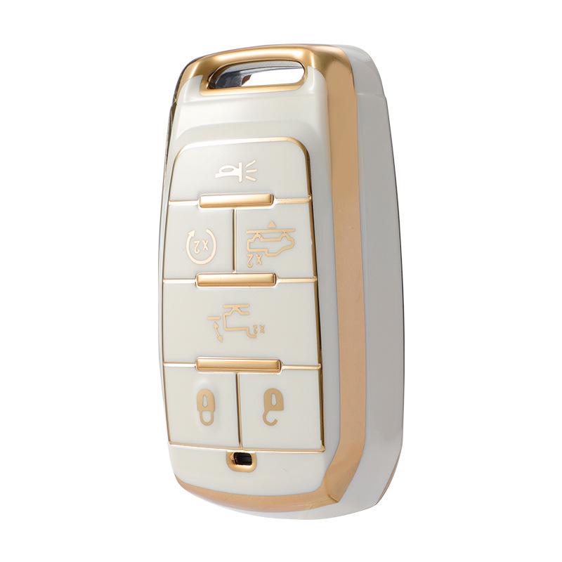 Pouzdro na klíč Jeep & Dodge se zlatým okrajem pro Compass, Cherokee, Renegade, Grand Cherokee