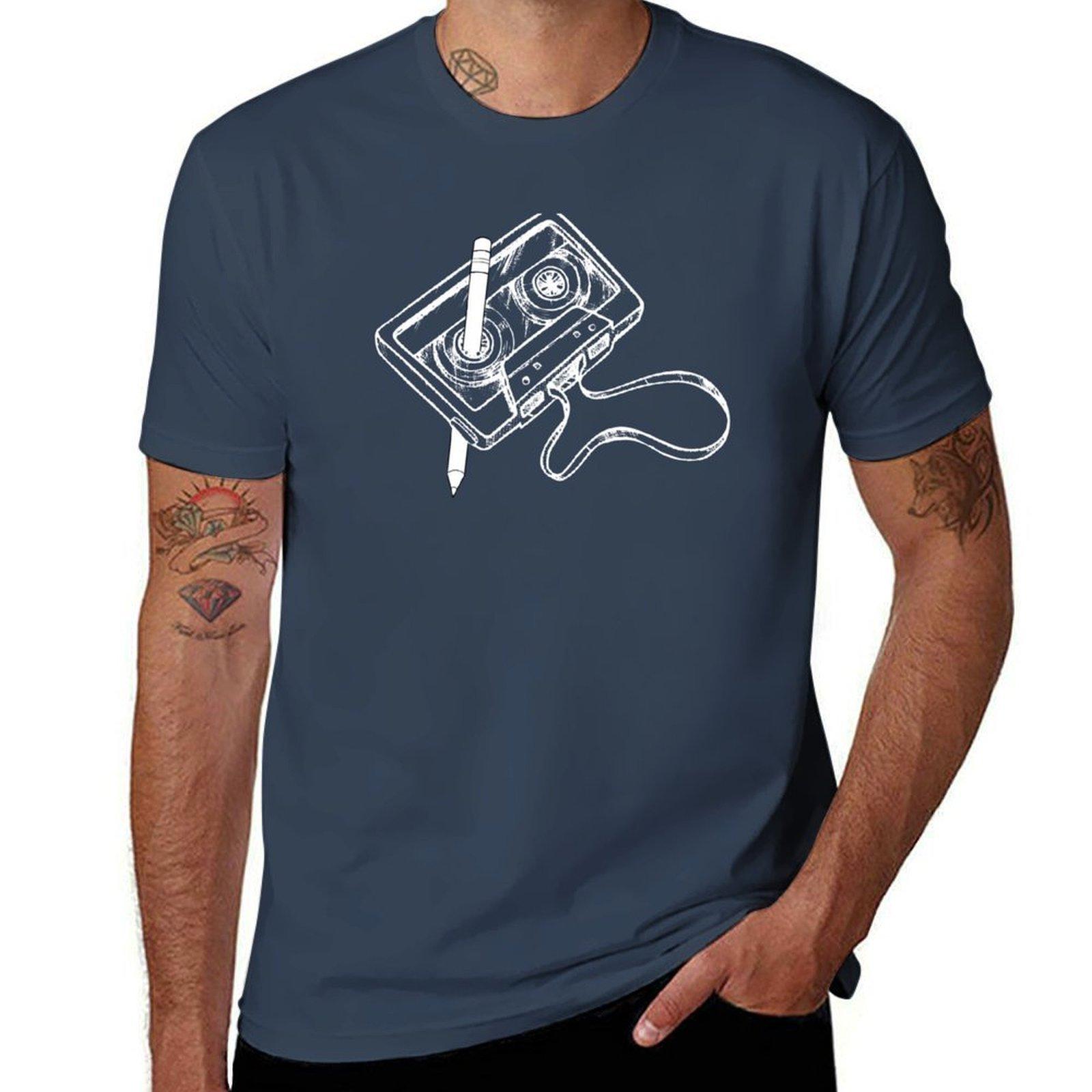 Kassette Stift Retro Vintage Design TShirt UV Sun Protection Tee Shirt S