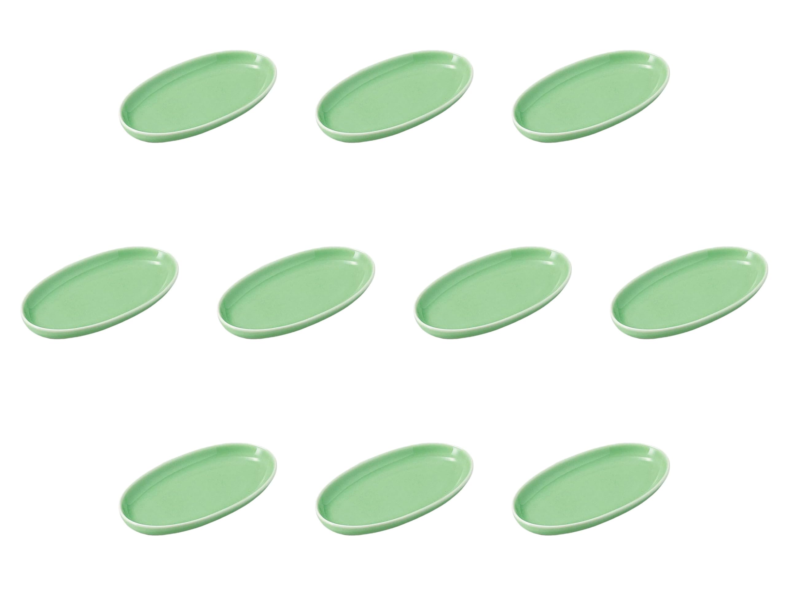 

Set of 10 Hiwa Oval Small Plates x x Small Reinforced Setomonohonpo [13.5 7.1 1.7 cm] Plates, Porcelain,