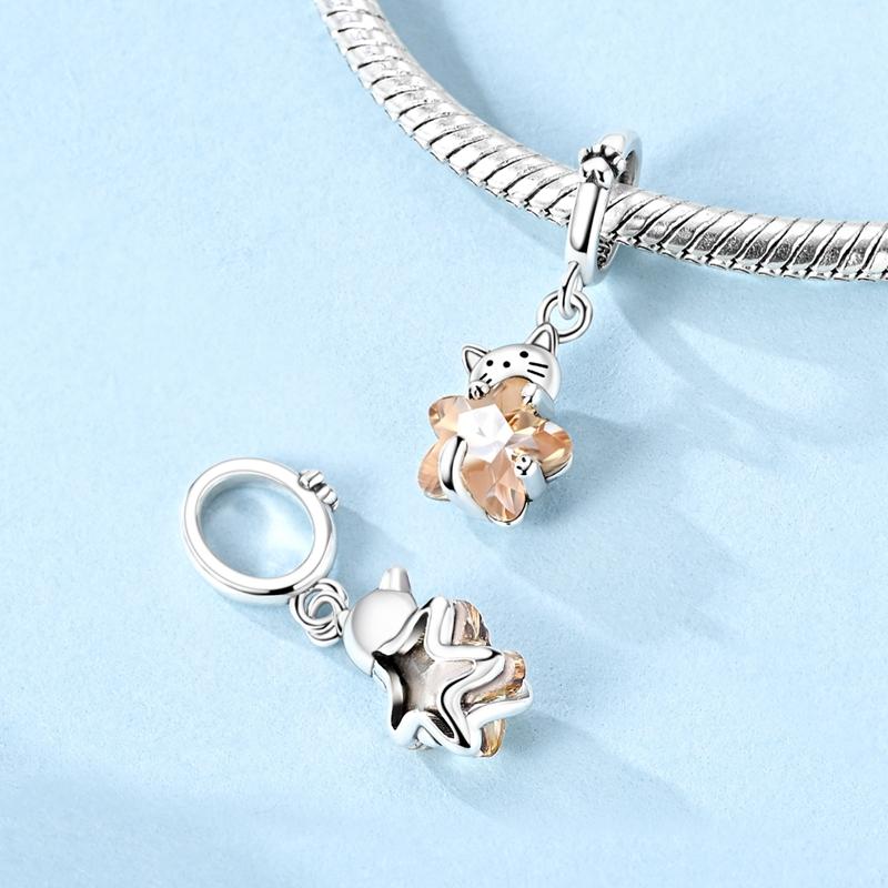 Original Charms Beads Real100% Silve Cat Paw Pet Star Heart Charm Fit Bracelet Bangle Pendant Diy Jewelry Making