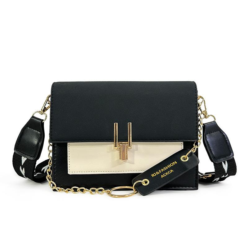 Bag women's bag ins Korean matte contrasting color fashion PU shoulder bag retro small square bag messenger bag