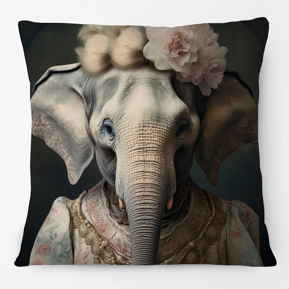 Animals Head Human Body Poster Cushion Cover Fox Cow Elephant Hippo Pig Leopard Duck Art Pillow Case