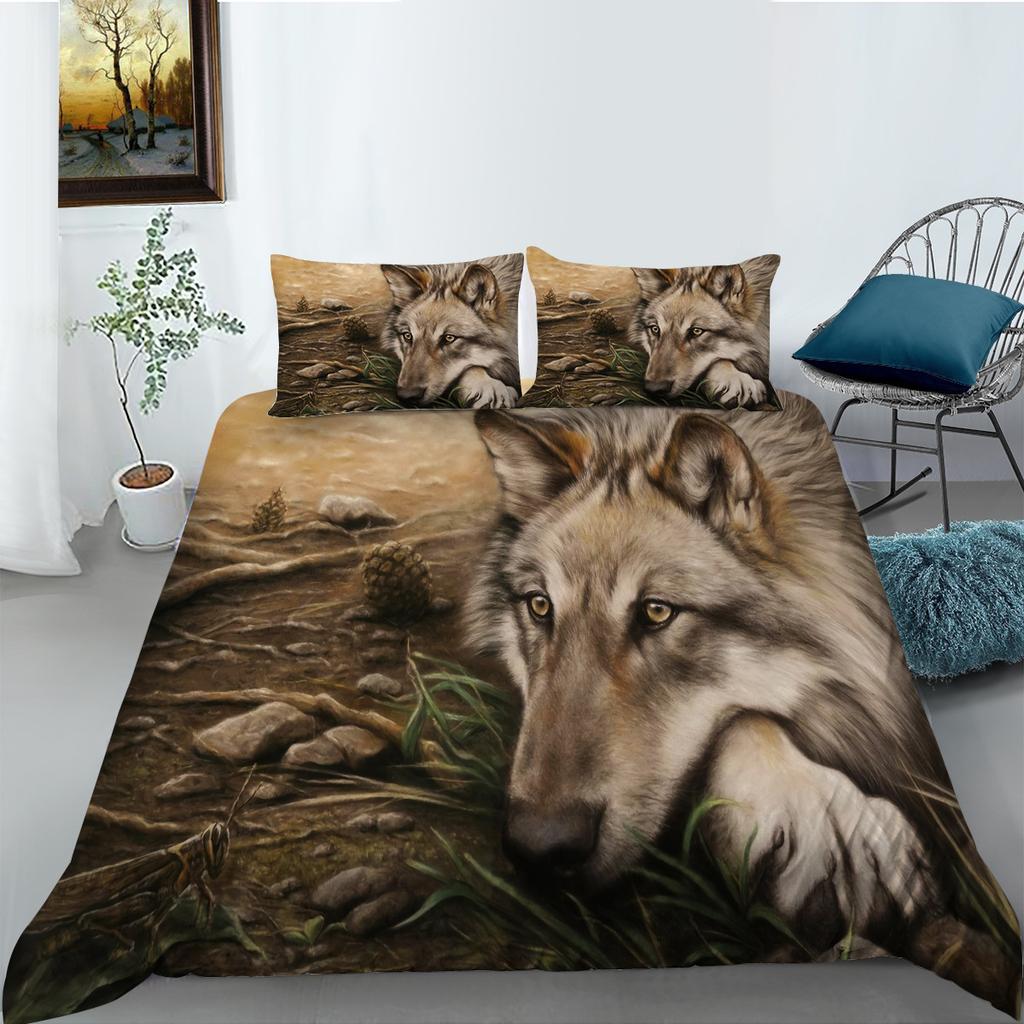 Fashion Wolf Digital Printing Bedding Two Or Three-Piece Set