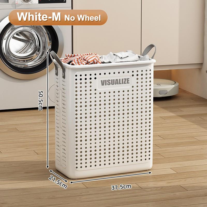 

Многофункциональная корзина для белья на колесиках, складная корзина для грязной одежды, мобильный контейнер для хранения с колесом, органайзер для ванной комнаты, экономящий место, портативный органайзер M-No Wheel белый