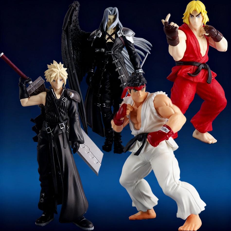 Anime Fighting Game Action Figures Ryu Ken Masters Cloud Strife Sephiroth PVC Model Toys Dolls Room Decor Christma Gift For Boys