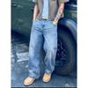 Distressed Washed High-Waist Loose Fit Straight Leg Denim Jeans Men 2026 Casual Wear