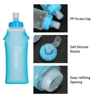 2 adet 500ml TPU Yumuşak Matara Katlanabilir Spor Su Şişesi Koşu Yürüyüş için Hidrasyon Paketi