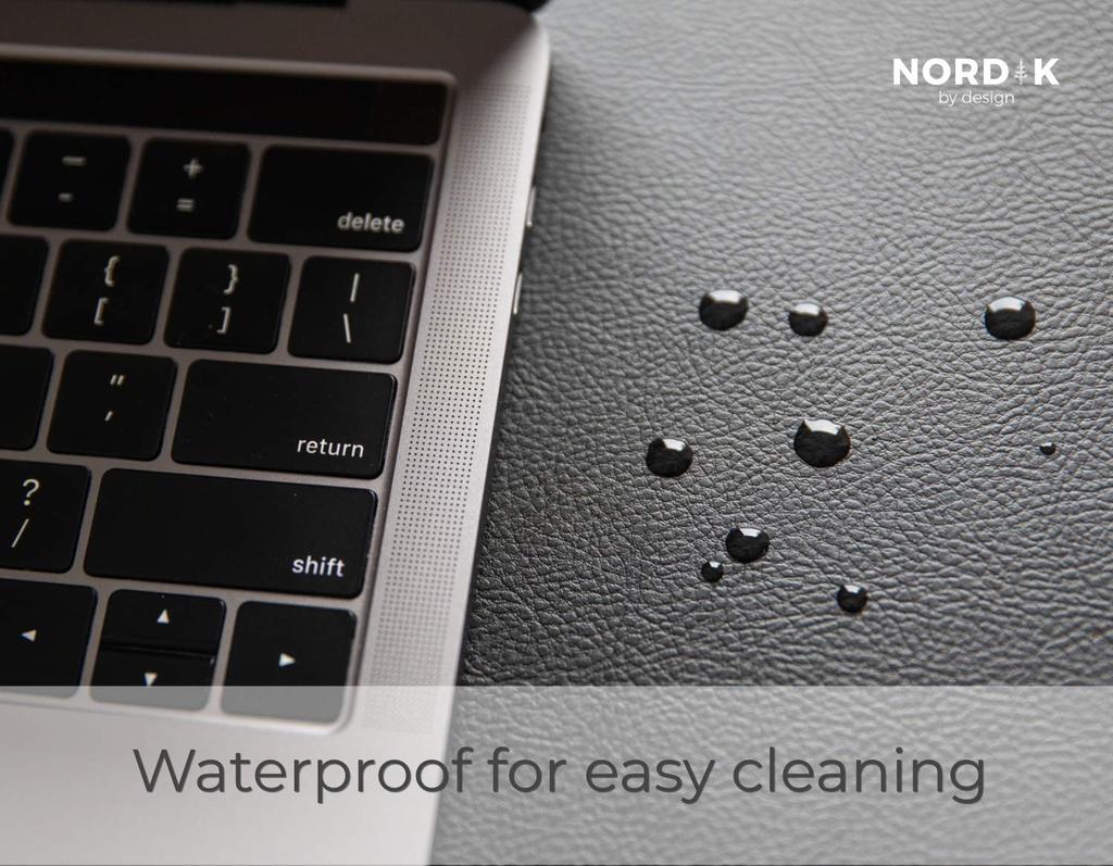 Nordik Faux Leather Desk Mat with Cable Organizer (Black, 90 x 43 cm) Premium Extended Mouse Mat for Home and Office Accessories - Felt Vegan Large