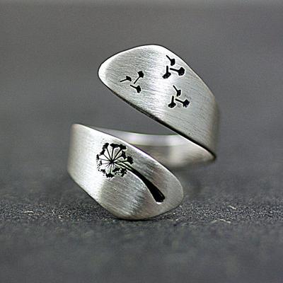 Women's Retro Dandelion Opening and Finger Ring Adjustable Jewelry Set