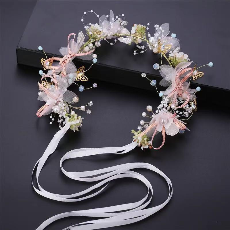 Korean Fairy Bridesmaid & Flower Girl Flower Crown Headband - Handmade Wedding Hair Accessory
