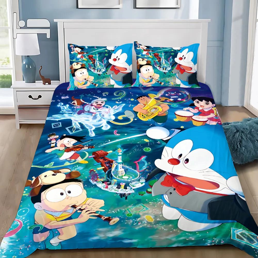 Carton D-Doraemons Soft Duvet Cover Pilowcase Children Beding Set Adult People Boy Girl Bedrom Decoration Gift Single Double Large Sized Dimensions