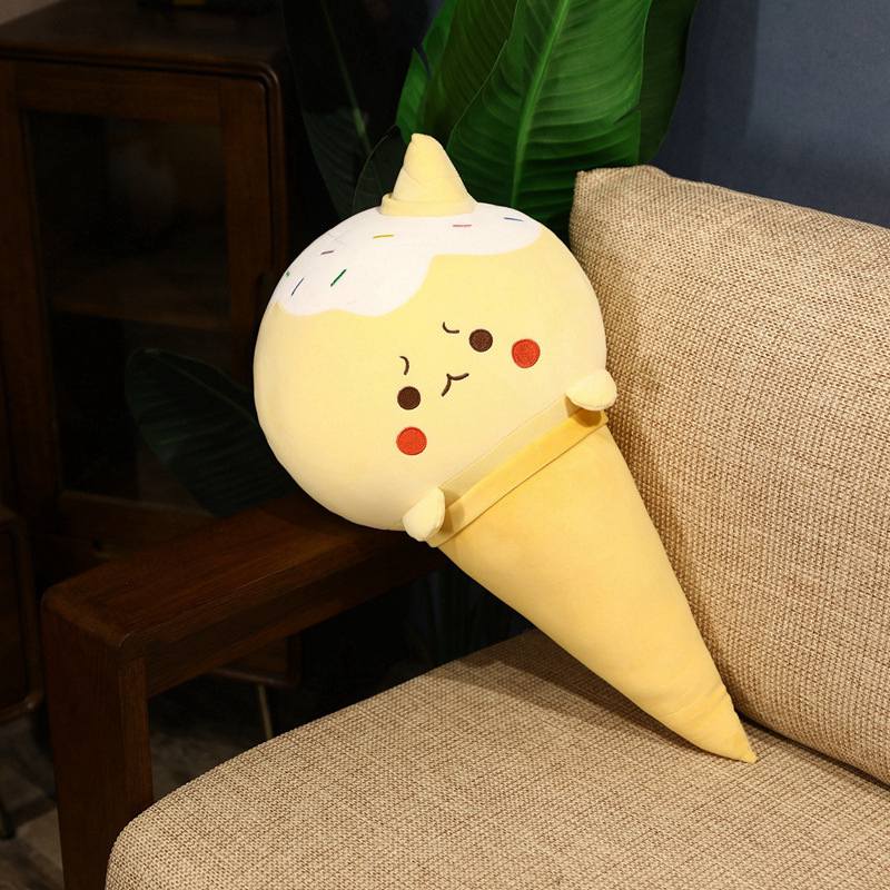 50cm/70cm/90cm Kawaii Ice Cream Simulation Plush Toy Soft Stuffed Cartoon Egg Cone Doll Sofa Decor Pillow Cushion Best Gifts