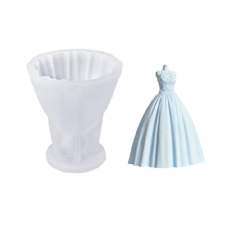 

Delicate Wedding Dress Silicone Mold For Crafting Intricate 3D Wedding Dress Candle Perfect For Romance Occasions