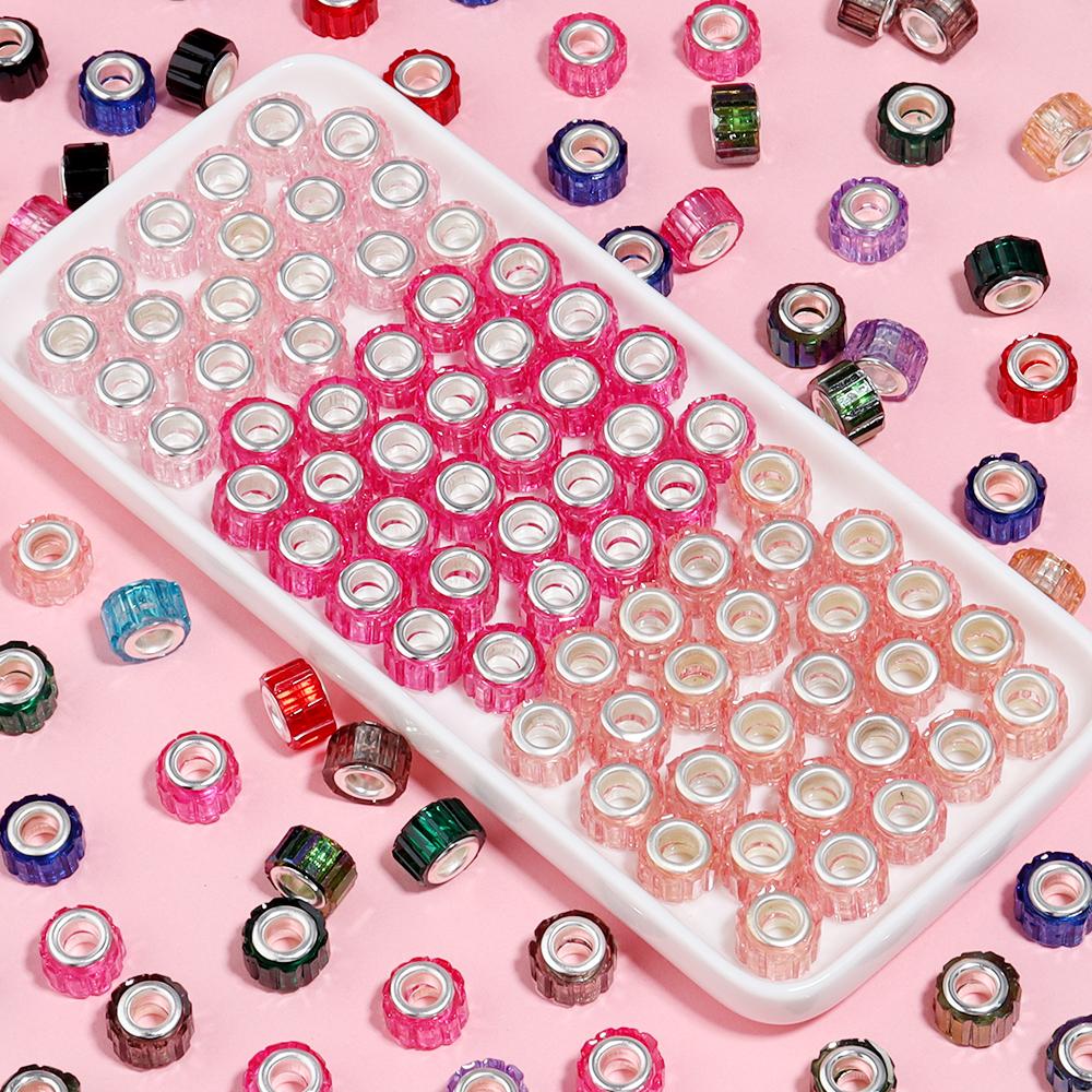 20pcs 11x8mm Resin Beads Candy Color Cylindrical Big Hole Loose Spacer Bead for Jewelry Making DIY Bracelet Necklace Accessories