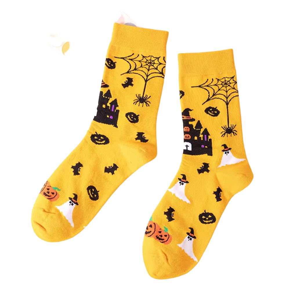 Halloween Mid Calf Socks for Men Women, Breathable Cotton Socks with Wicking, Funny Novelty Design