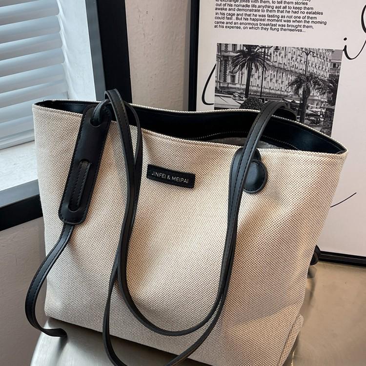 Women's Large Capacity Canvas Tote - 2026 Spring/Summer Versatile Single Shoulder Bag for Commute and Casual Use