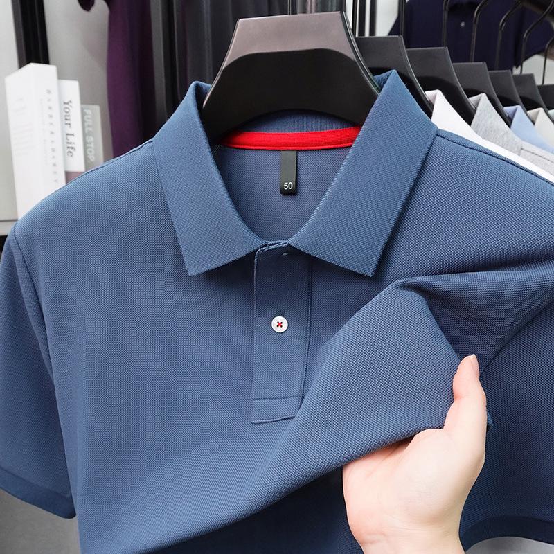 

Men s 100% Cotton Summer Breathable Polo Shirt - Simple, Middle-aged Fashion, Short Sleeve T-shirt 2XL (155-170 jin)