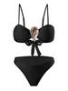 Hot Girl Style Bandeau Two Piece Bikini With Long Skirt Three Piece High Cut Swimsuit Elegant For Vacation
