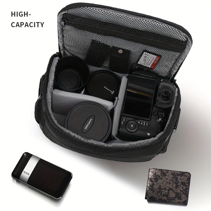 Durable Nylon DSLR Camera Bag Travel Shoulder Bag with Mesh Side Pockets Adjustable Strap for SLR Mirrorless Cameras Black