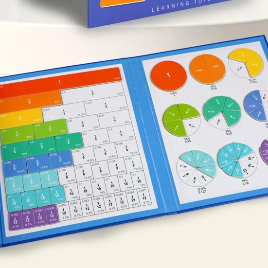 1/2 Sets Magnetic Fraction Demonstration Book Percentage Decimal Fraction Learning Magnetic Tiles Circles Educational Fraction Puzzle Teaching