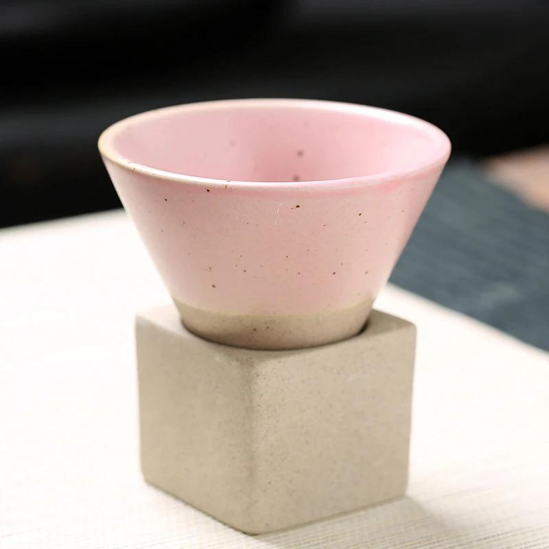 1pc Retro Japanese Triangular Cone Shape Pottery Tea Coffee Cup Pull Ceramic Mug Rough Latte Tea Porcelain Cup for Home Office