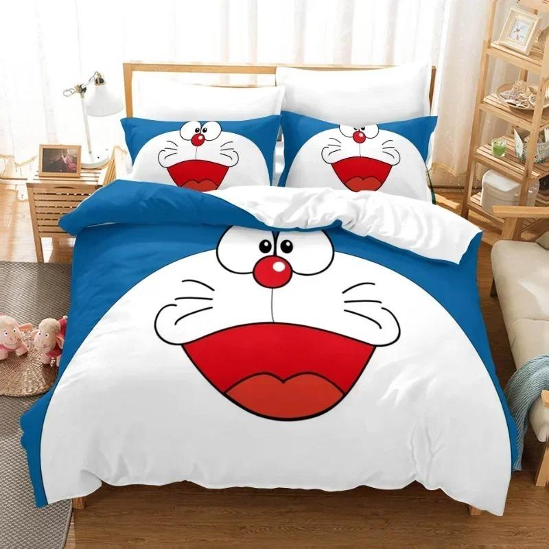 Cartoon Anime Duvet Cover Set D-Doraemons Bedding Set Baby Kids Boy Girl Student Bedroom Gift Single/Double/Queen Large Size