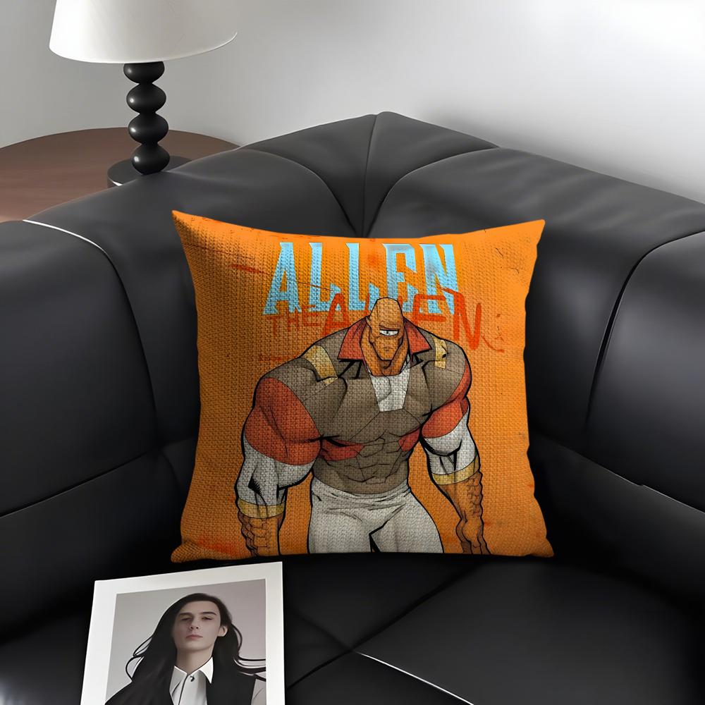 I-Invincible Funnyy Cartoon Cushion Cover Natural Linen Organic Fabric Double-Sided Printing Sofa Home Decor Gift Pillow Case