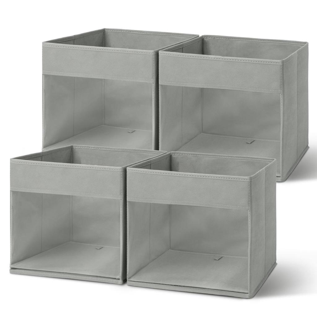 Cube Storage Basket – No Lid, Foldable, Non-Woven Fabric with PVC Window