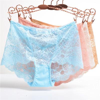 Mid-Waist Transparent Lace Panties with Breathable Cotton Crotch and Hip-Lifting Design