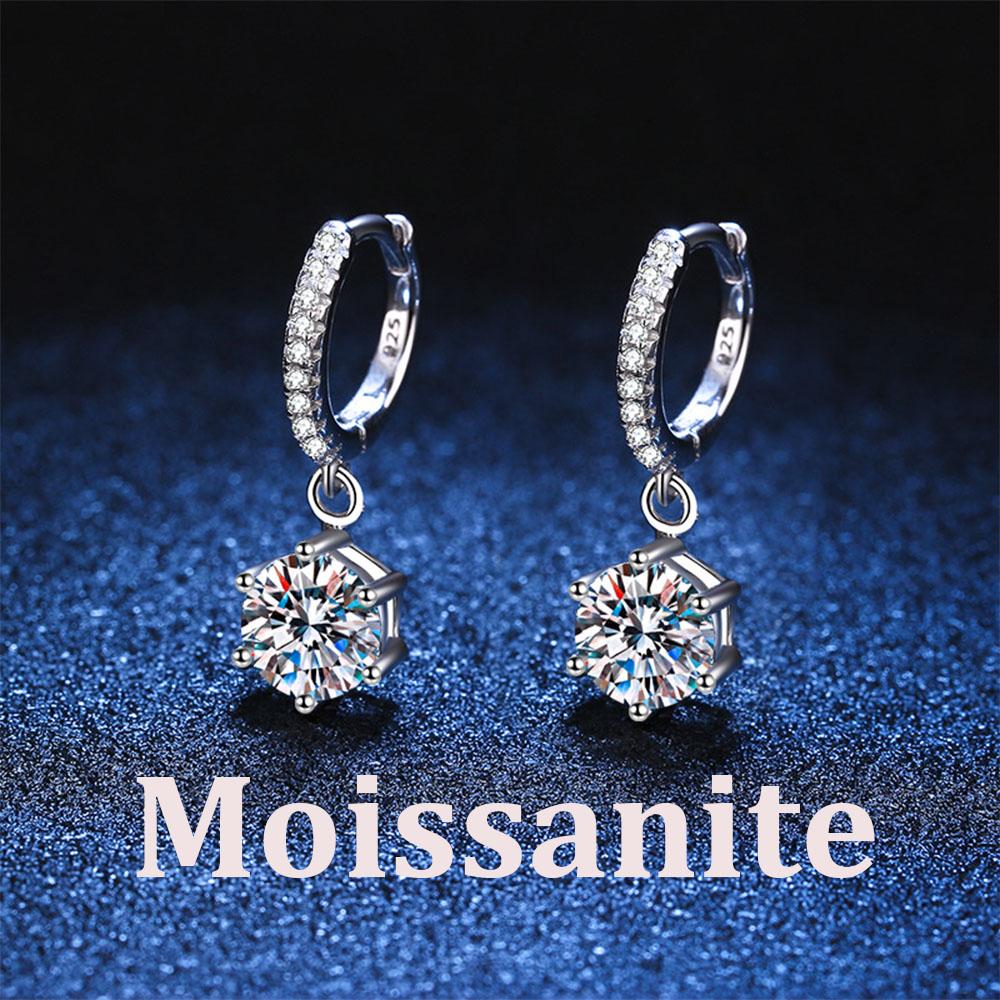 0.5-1ct D Color Moissanite Earrings for Women Lab Grown Diamond Ear Studs 925 Silver Fine Jewelry Gift