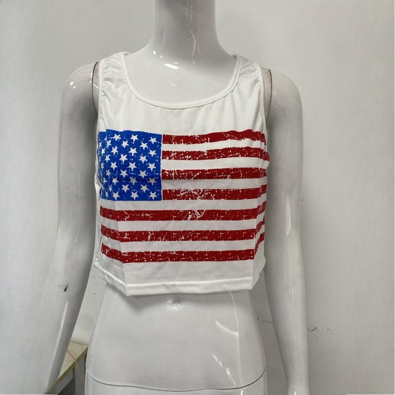 European and American summer women's printed pullover casual slim fit sleeveless vest