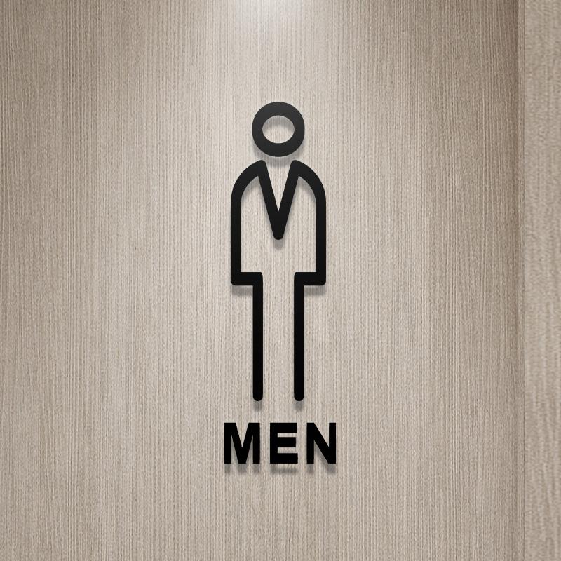 Shopping Malls Office Toilet Sign Plate Acrylic 3D Wash Room Door Wall Label Sticker WC Signage Board Art Hotel Home Decor