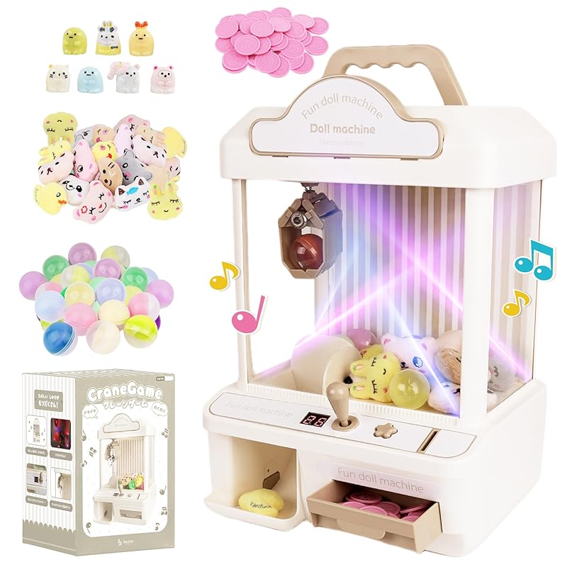 

Rocotto Crane Game Toy with Lights and Sounds, Tabletop Catcher for Home Use, Includes Coin Capsule and Plush Toy, Kids Toy for Boys and Girls,