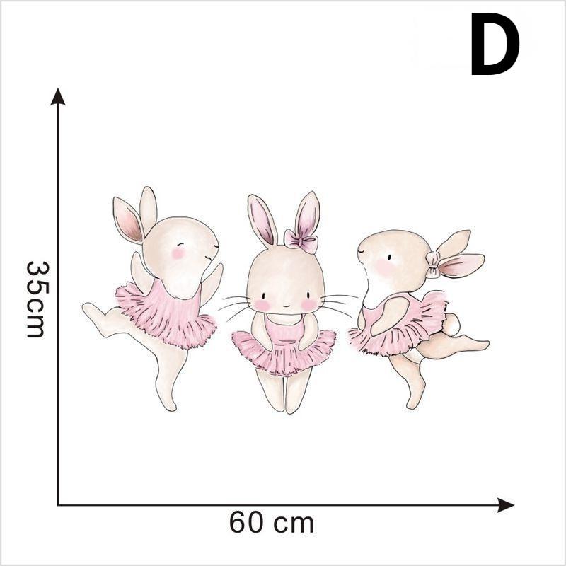 Karikatür Pembe Tavşan Bale Duvar Çıkartmaları Çocuk Odası Tavşan Ev Dekor Duvar Çıkartmaları Bebek Kreş Kız Odası Dekorasyon Poster
