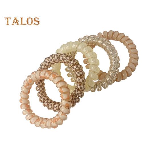 5Pcs Small Spiral Hair Coils High Elastic Ponytail Holder Women Adjustable Phone Cord Hair Ties Versatile Scrunchie Hair Accessories