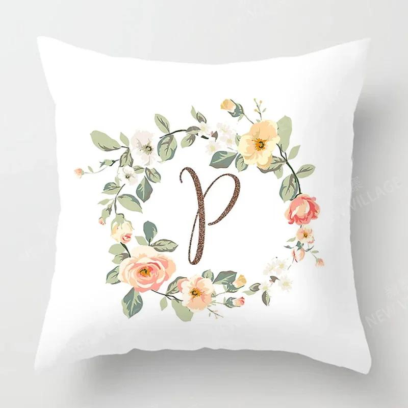 Nordic Floral Letter Pattern Throw Pillow Cover With Short Plush Print Living Room Sofa Decoration Cushion Cover Pillow Covers